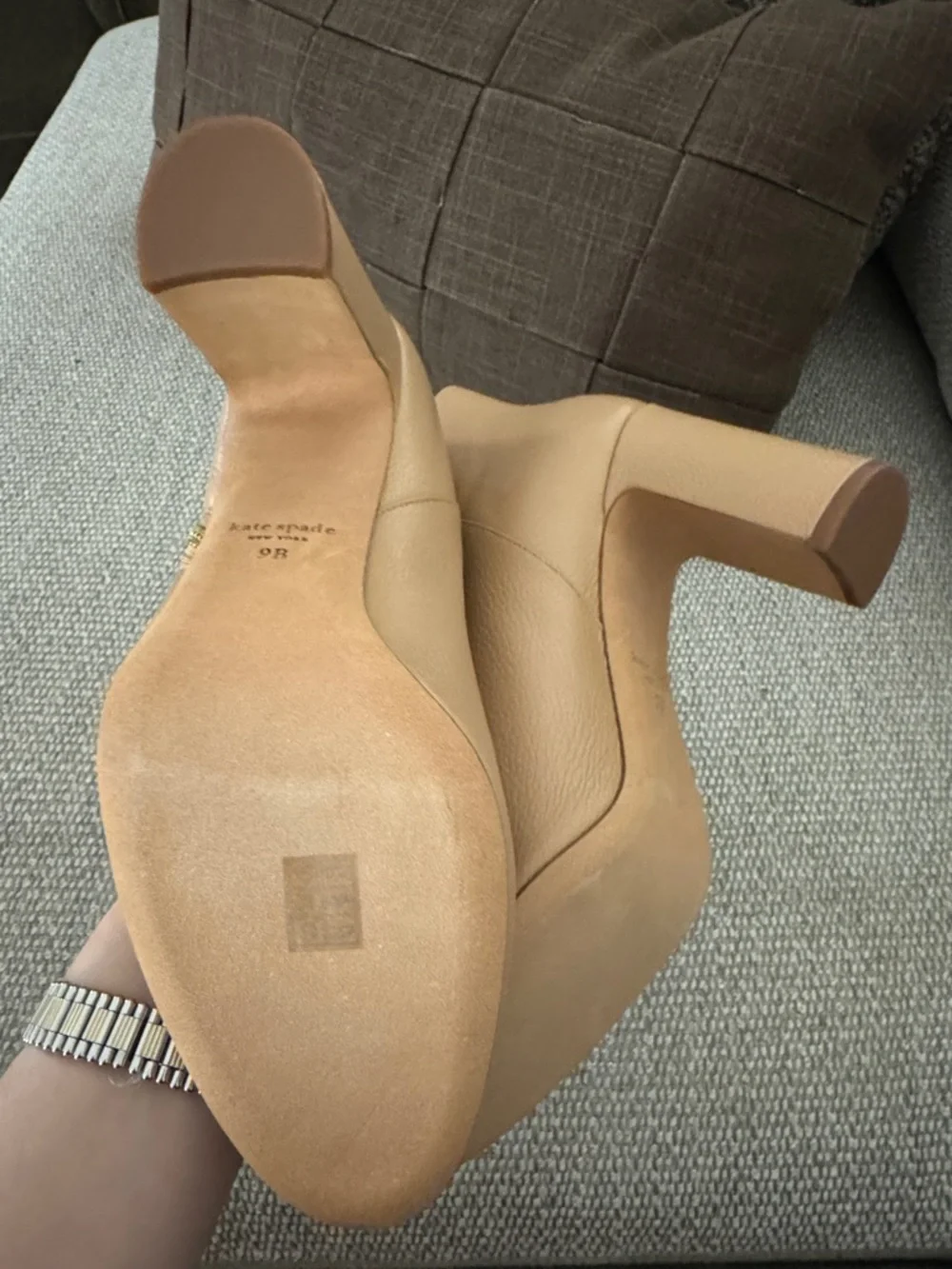 Kate Spade Women's Nude Leather Ankle Boots - Sleek Zip Closure - Picture 4 of 4